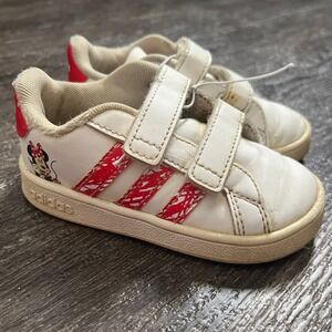 Adidas Grand Court Minnie Mouse Sneakers‎ Toddler Kids Shoes Size 6K White